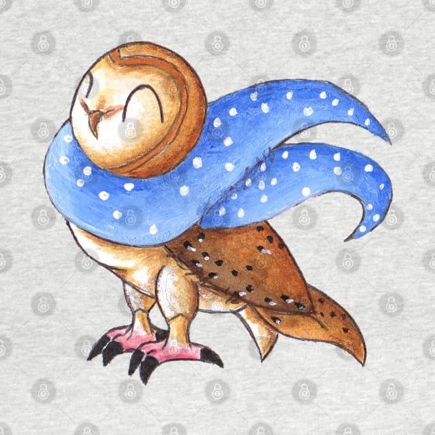 Cozy Christmas Barn Owl by KristenOKeefeArt